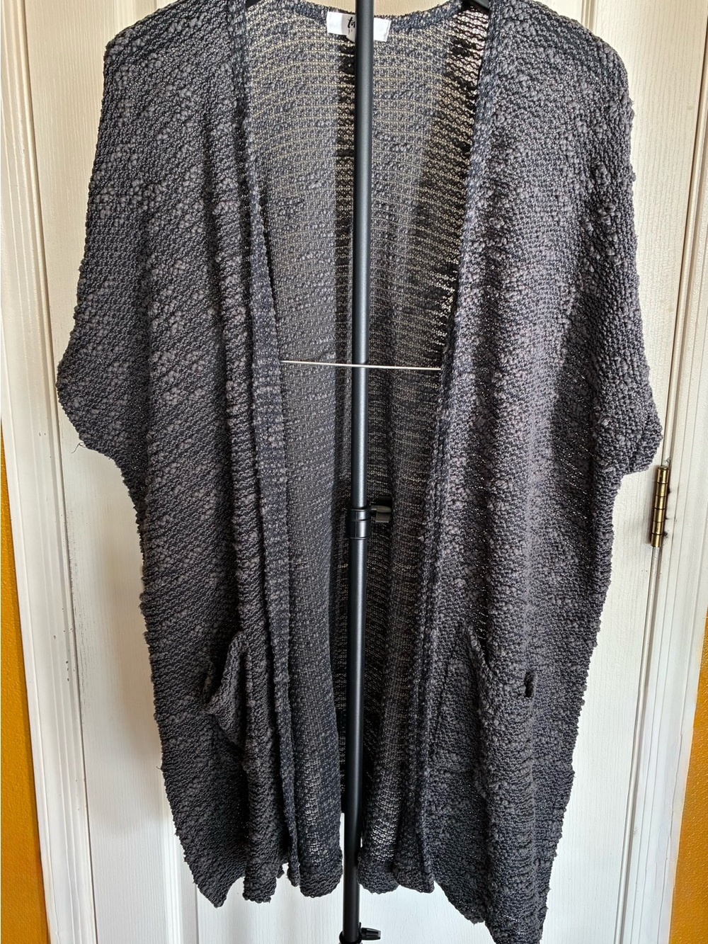 tokyo Darling Charcoal Open-Front Knit Cardigan